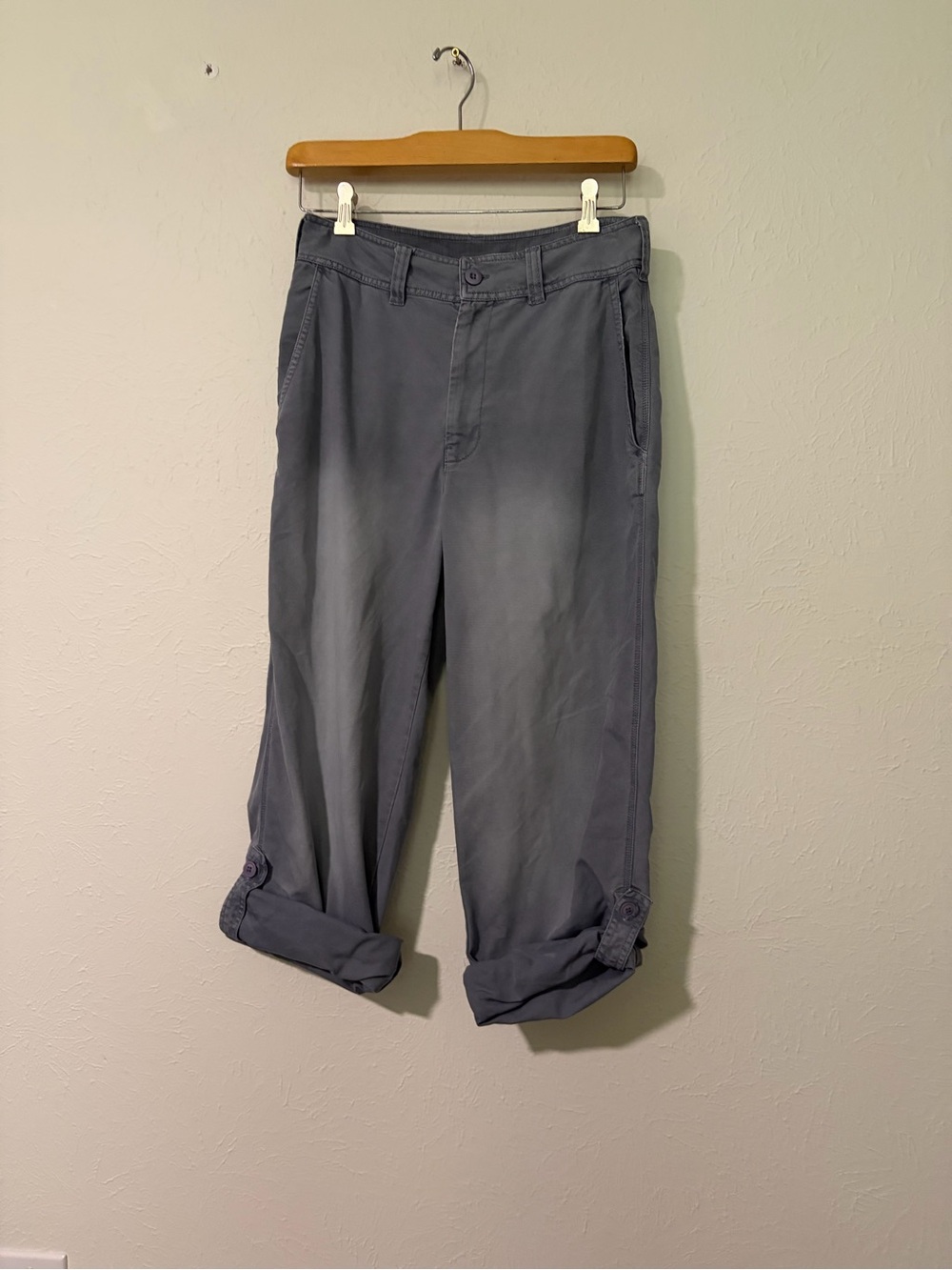 Free People Cleo Washed Chino Pants Roll Tab Hem Size 4